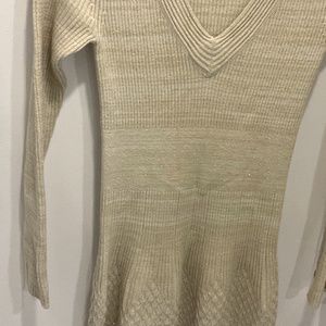 Moda international wool blend  long sleeve dress neutral ivory medium nwot